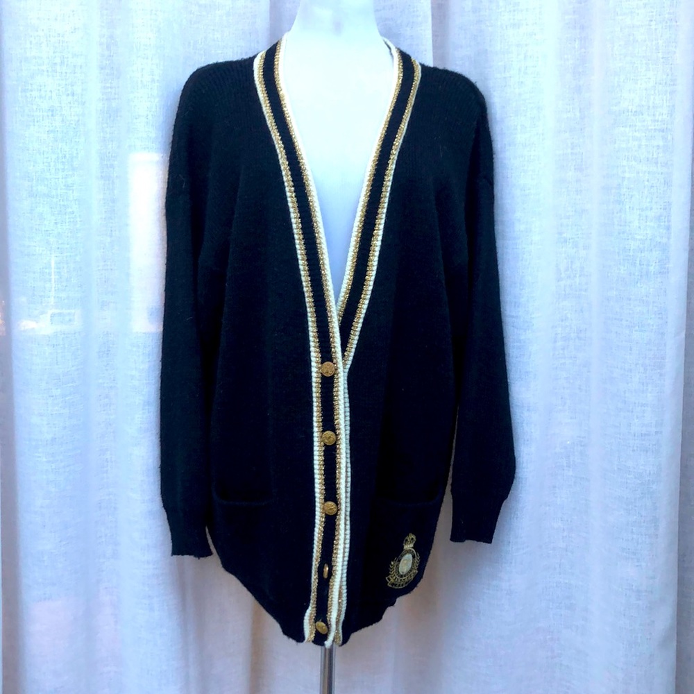 Forelli oversized black and gold cardigan, Sz 10